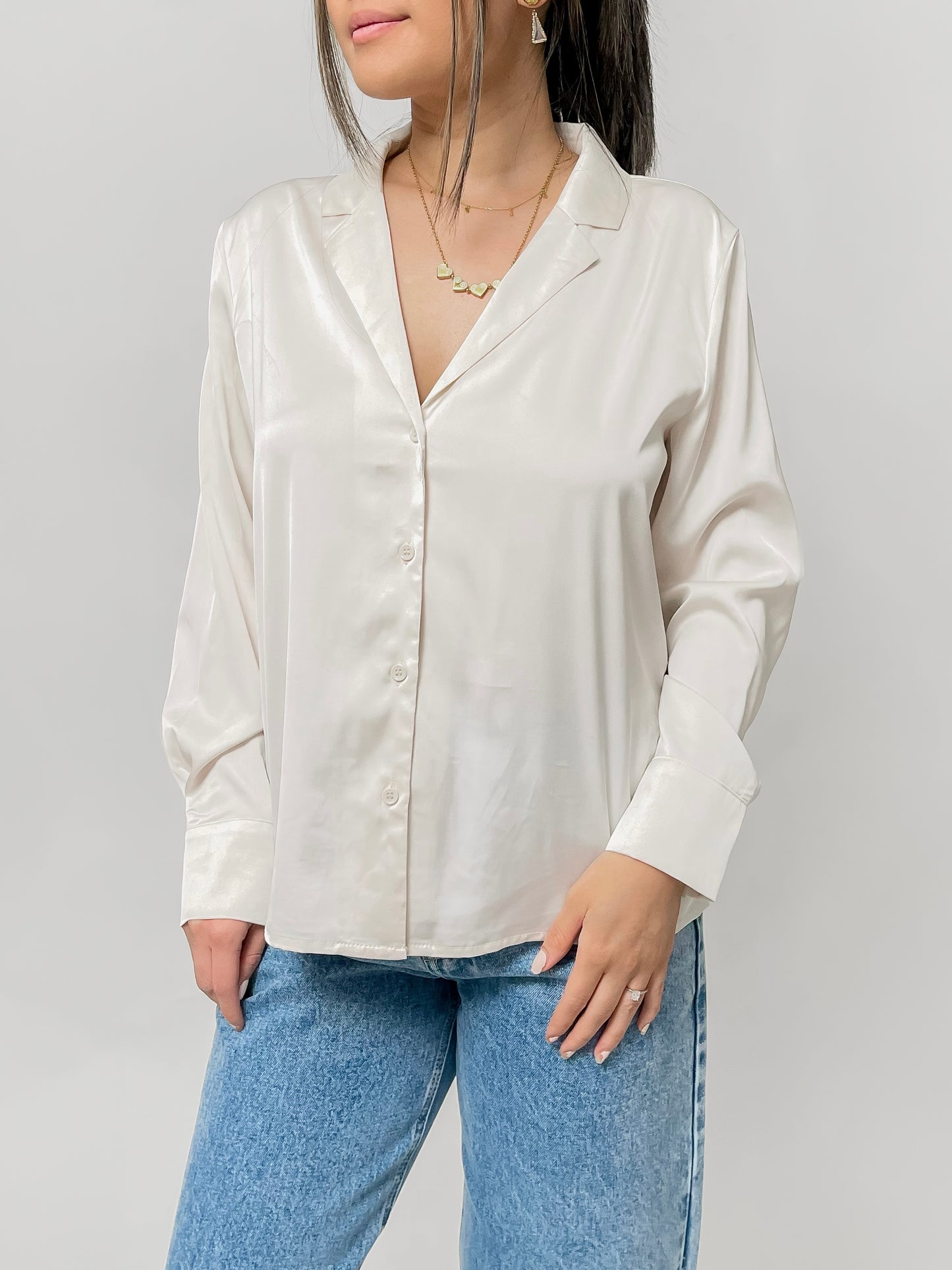 Vera Satin Button Up