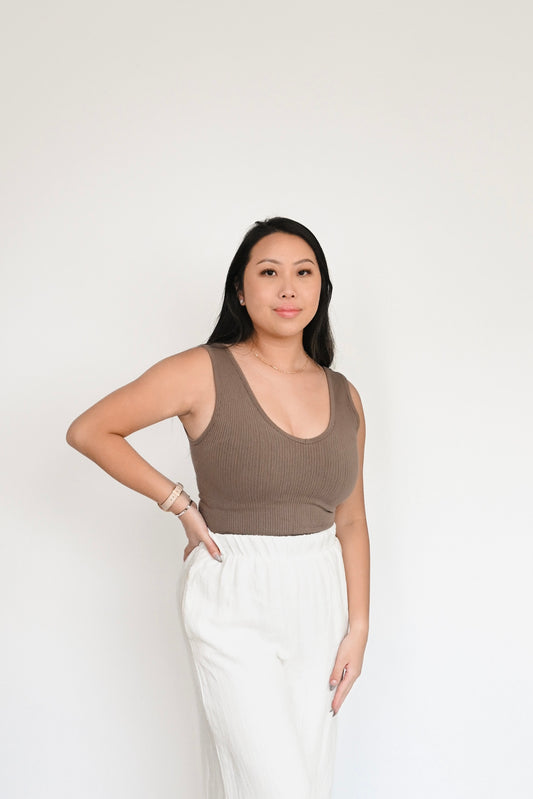 V-Neck Tank in Walnut